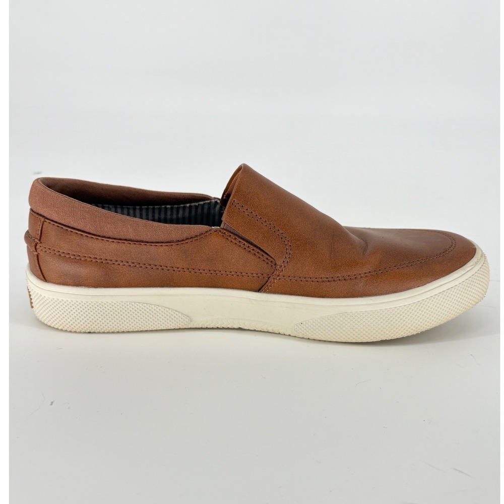 Sperry Plushstep Mens Brown Leather Slip On Deck Sneakers Shoes 8.5 Loafers